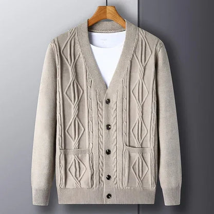 Knitted Cardigan Rhombus Loose Casual Sweater Coat Men - Which Mark