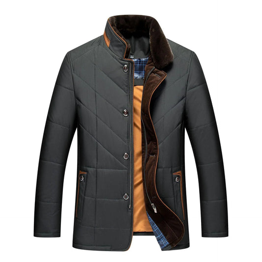 Dad's Warm Leisure Cotton-padded Coat Stand-up Collar Thick Coat Men - Which Mark