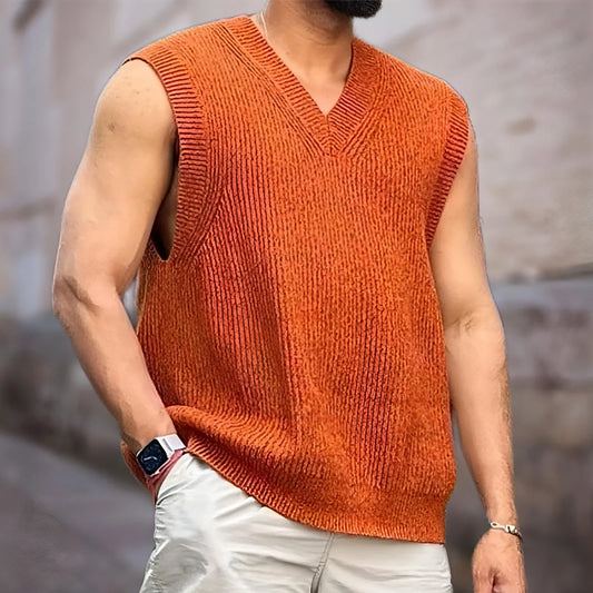 Knitwear Street Slim Fit V-neck Sleeveless Vest Sweater Men - Which Mark