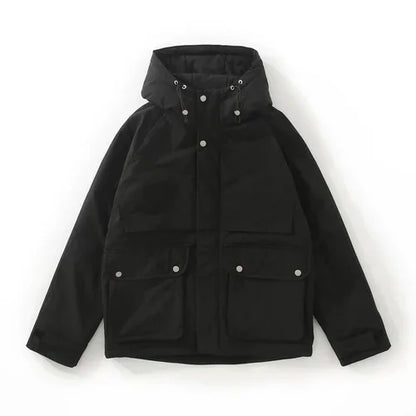 All-match Short White Duck Down Hooded Jacket Men - Which Mark