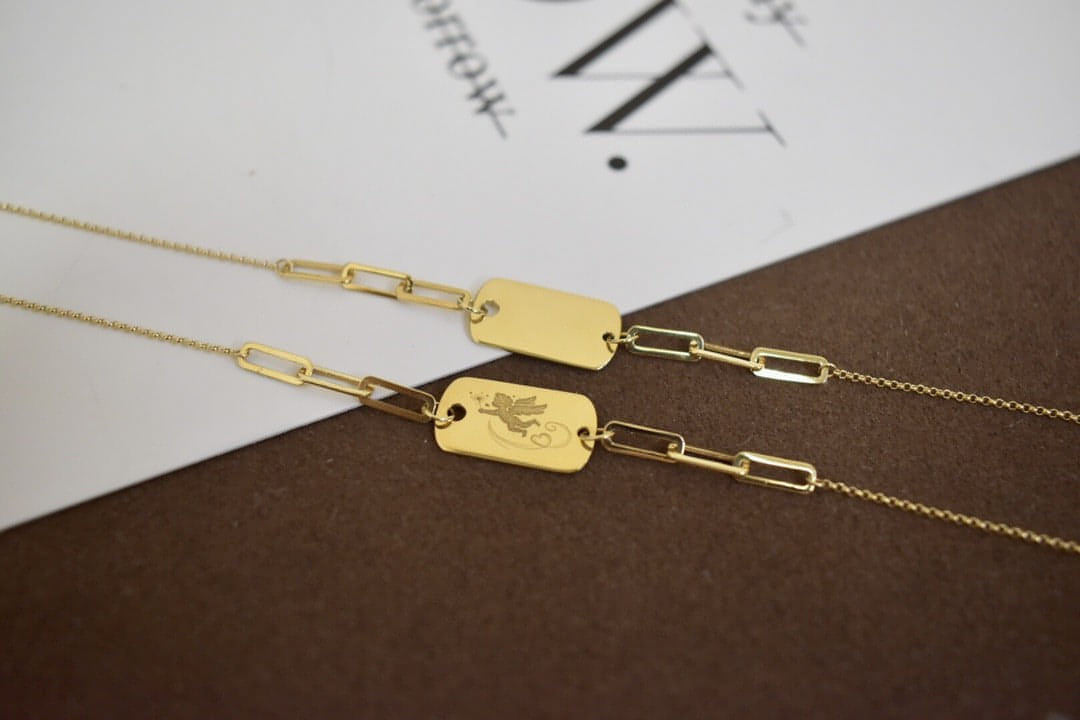 18k gold angel clavicle chain - Which Mark