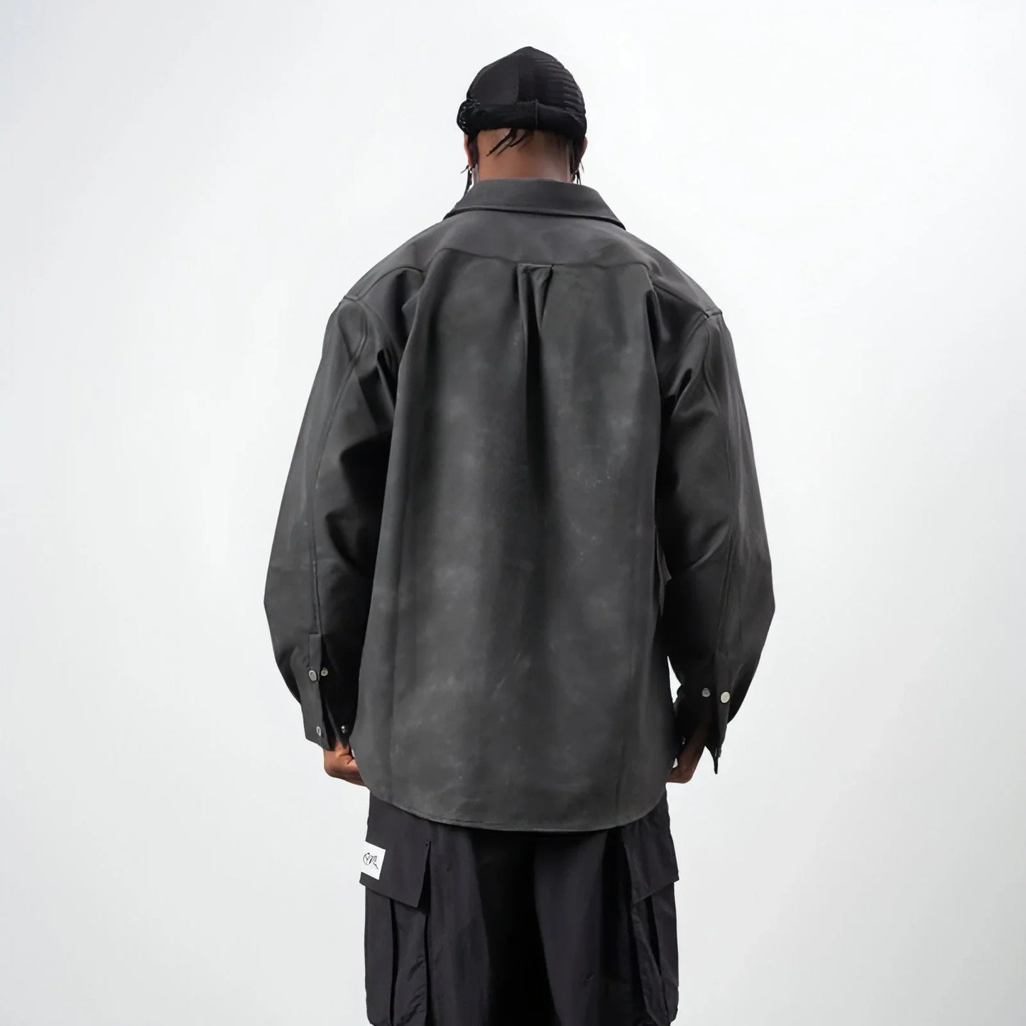 Retro Street Style Washed-out PU Leather DressShirt Men - Which Mark