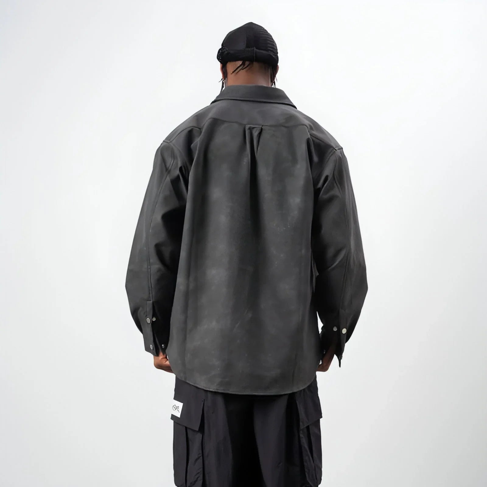 Retro Street Style Washed-out PU Leather DressShirt Men - Which Mark