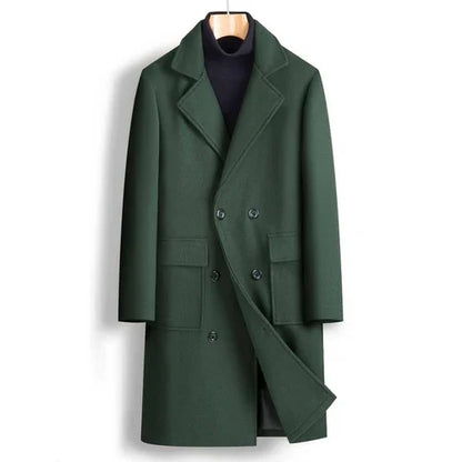 Fall Winter Men Double Breasted Mid-length Trench Coat - Which Mark