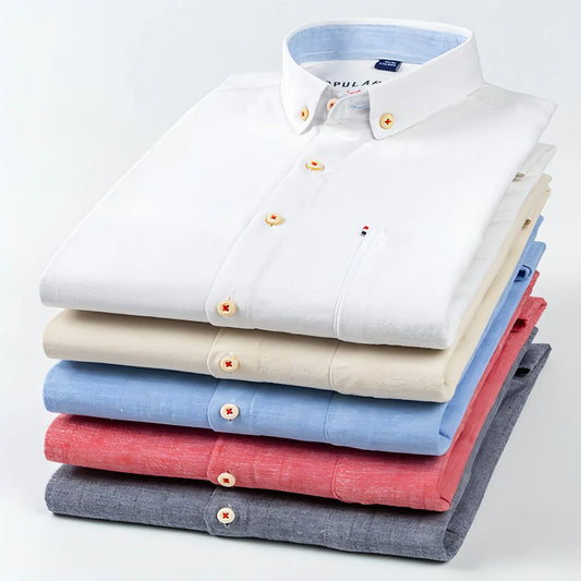 Long Sleeve Cotton Linen Slim Fit Fashion Casual Linen DressShirt Men - Which Mark