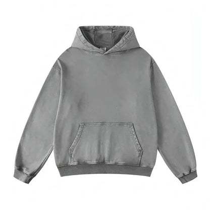 Thickened Washed Old Gradient Solid Color Batik Hooded Sweater For Men - Which Mark