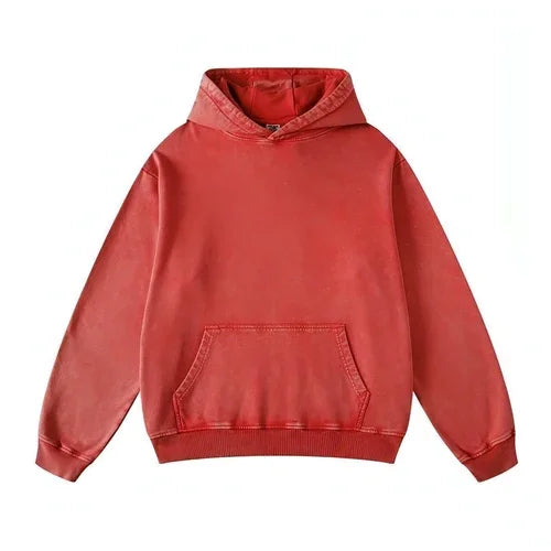 Thickened Washed Old Gradient Solid Color Batik Hooded Sweater For Men - Which Mark