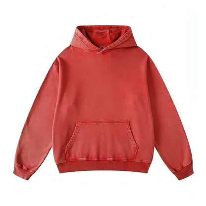 Thickened Washed Old Gradient Solid Color Batik Hooded Sweater For Men - Which Mark