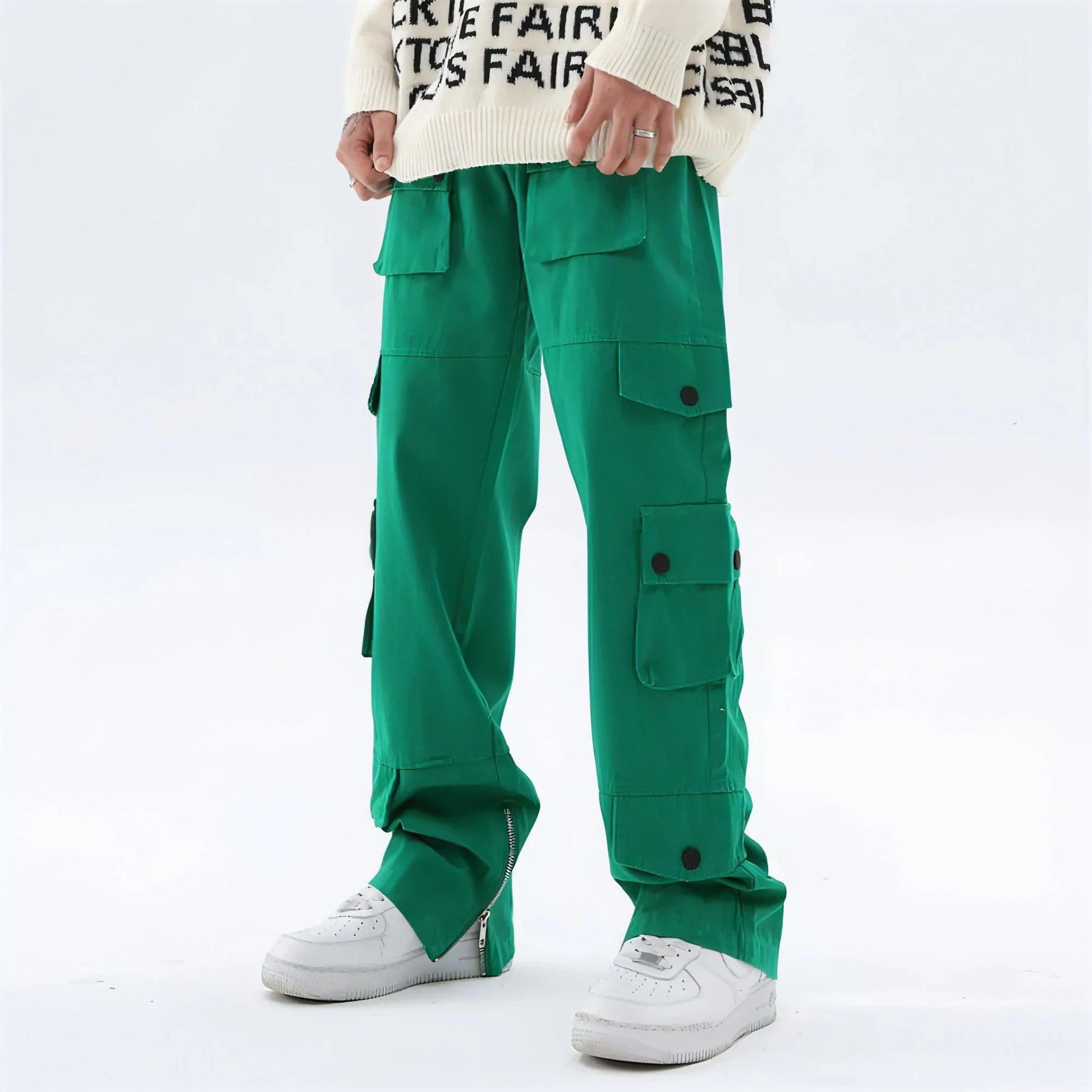 High Street Loose Hem Zip-Slit Straight-Leg Trousers Men Jeans - Which Mark