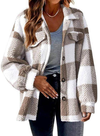 WinterFlair™ – Women's Fashion Jacket Button Plush Coat - Which Mark