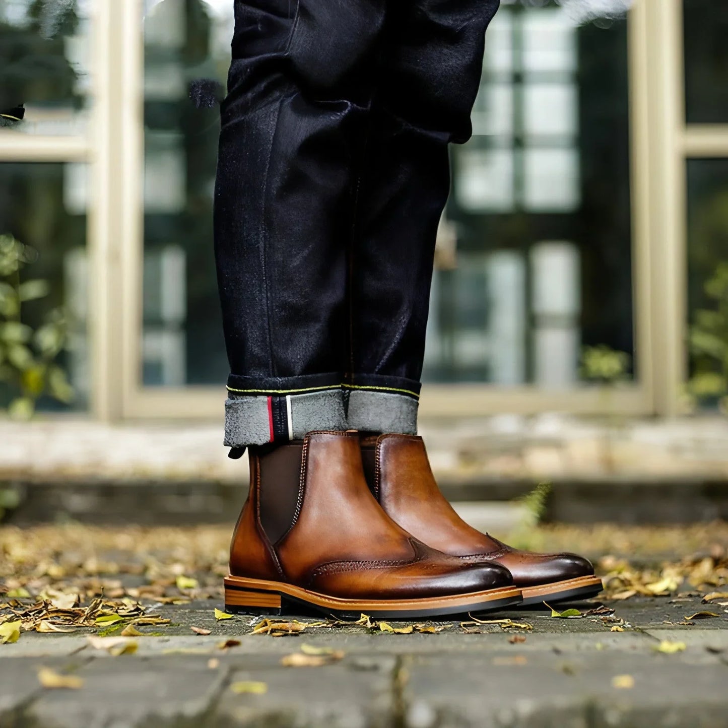 Men's Shoes High-top Sleeve Men's Leather Boots Cowhide British Retro - Which Mark