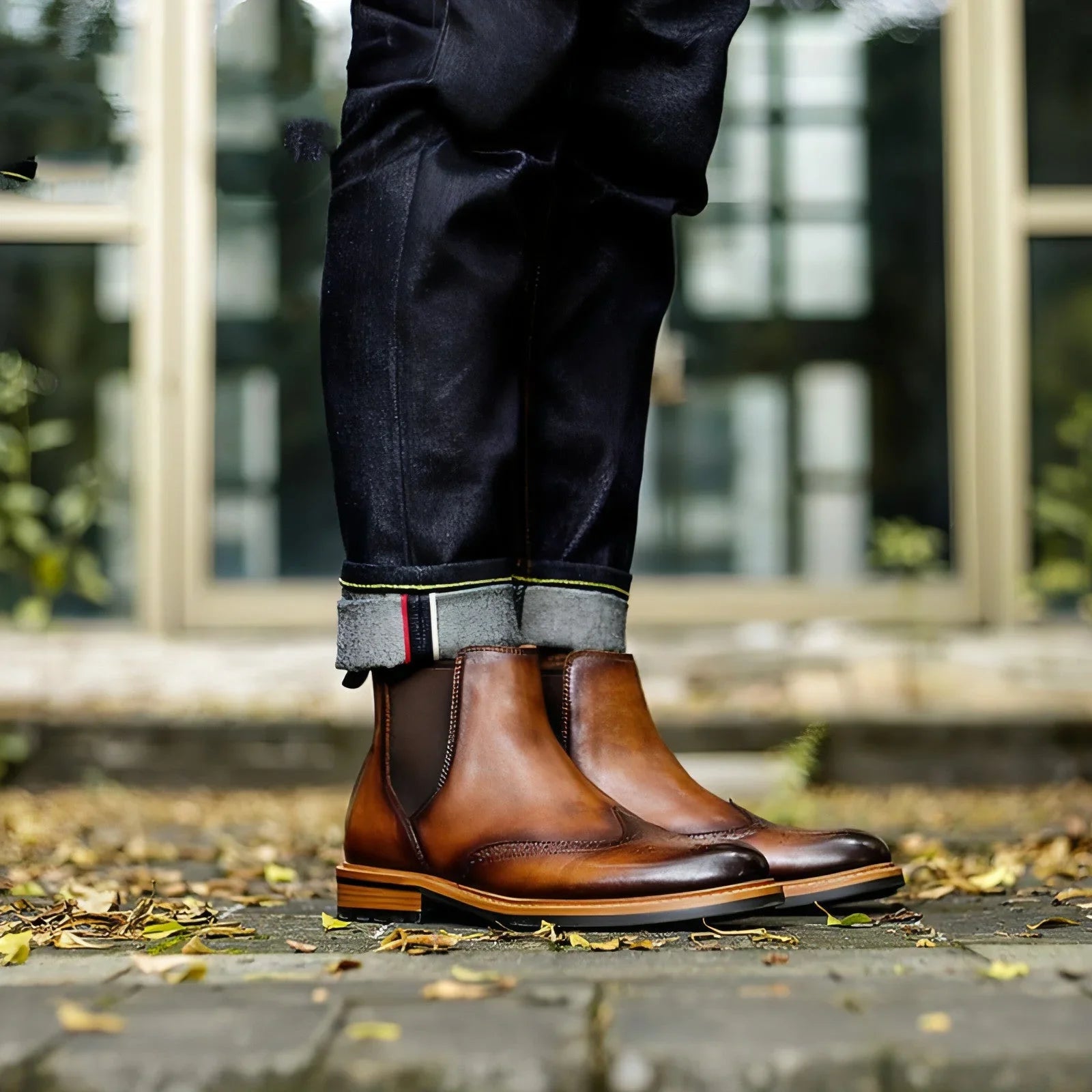 Men's Shoes High-top Sleeve Men's Leather Boots Cowhide British Retro - Which Mark
