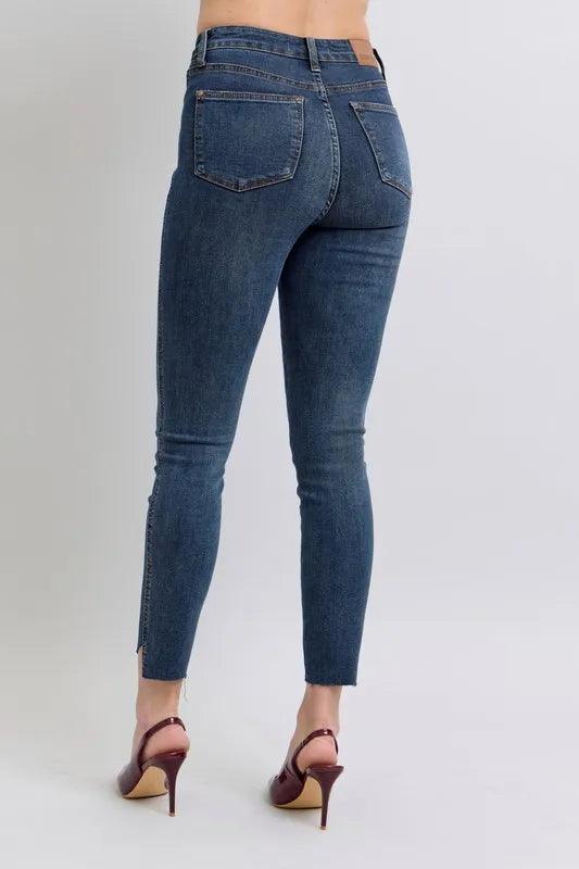 Judy Blue Full Size High Waist Tummy Control Step Hem Skinny Jeans Plus Size - Which Mark