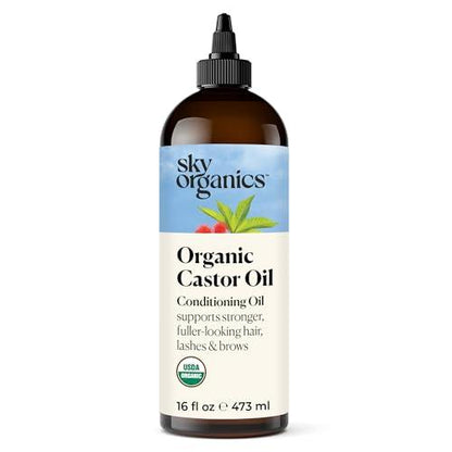 Sky Organics Organic Castor Oil for Hair, Lashes & Brows 100% Pure & Cold-Pressed USDA Certified Organic to Strengthen, Moisturize & Condition, 16 fl. Oz - Which Mark