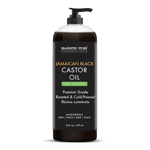 Majestic Pure Jamaican Black Castor Oil for Natural Skin Care - Roasted & Cold-Pressed - Massage, Scalp, Hair and Nails - 473 ml - Which Mark