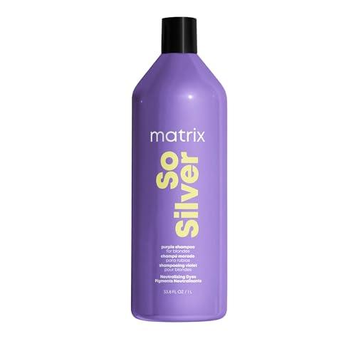 Matrix So Silver Purple Shampoo, Neutralizes Yellow Tones, Color Depositing and Toning, For Color Treated Hair Including Blonde, Grey, and Platinum - Which Mark