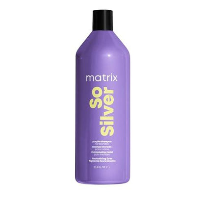 Matrix So Silver Purple Shampoo, Neutralizes Yellow Tones, Color Depositing and Toning, For Color Treated Hair Including Blonde, Grey, and Platinum - Which Mark