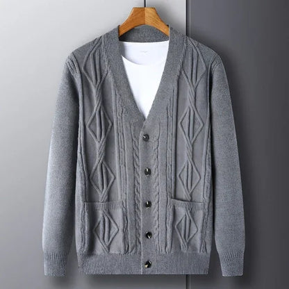 Knitted Cardigan Rhombus Loose Casual Sweater Coat Men - Which Mark