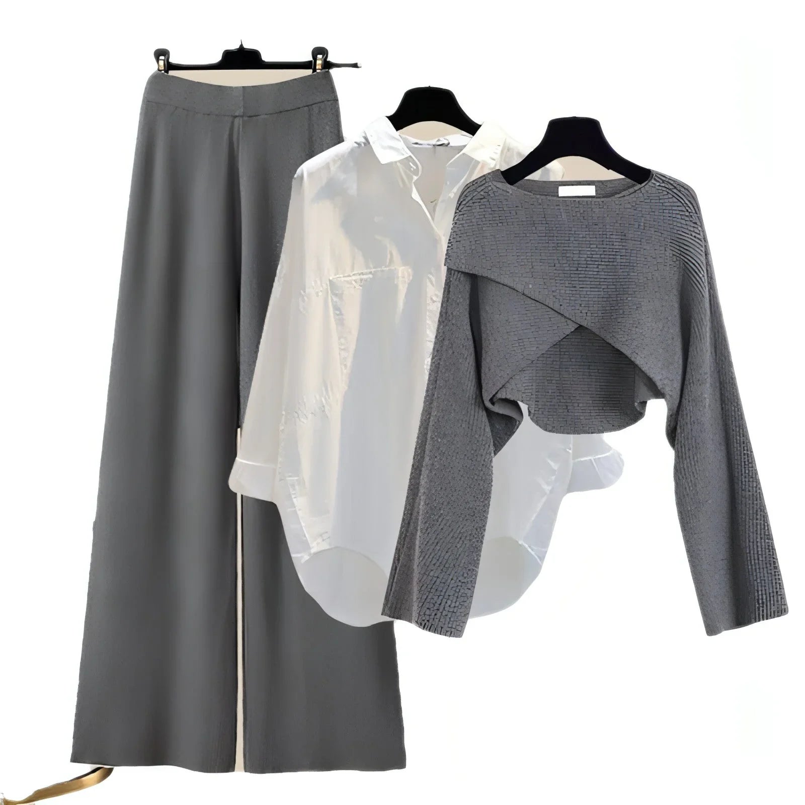 A.1 Knitted Sweater Wide Leg Pants Three-piece Set Autumn And Winter - Which Mark