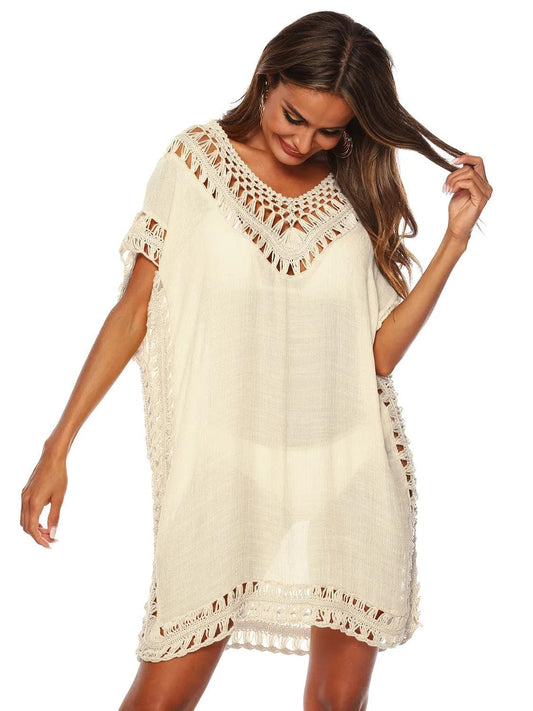 Bohemian Crochet Trim Beach Cover Up Dress - Which Mark
