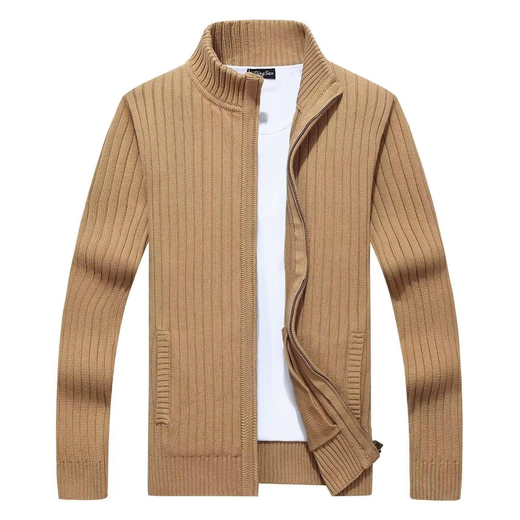 Zipper Outerwear Sweater Coat For Men Fleece-lined Thickened Winter - Which Mark