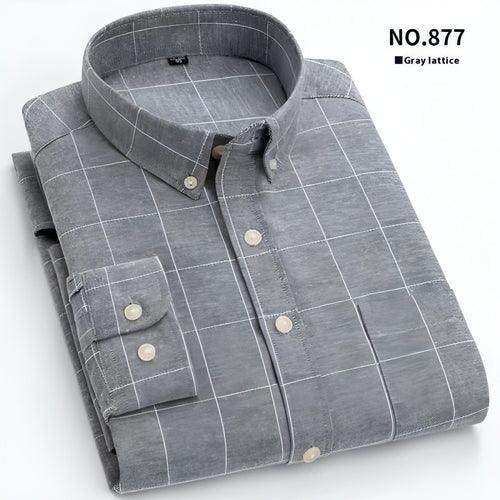 Men's Oxford Pure Color Slim Shirt For Young And Middle-aged People - Which Mark