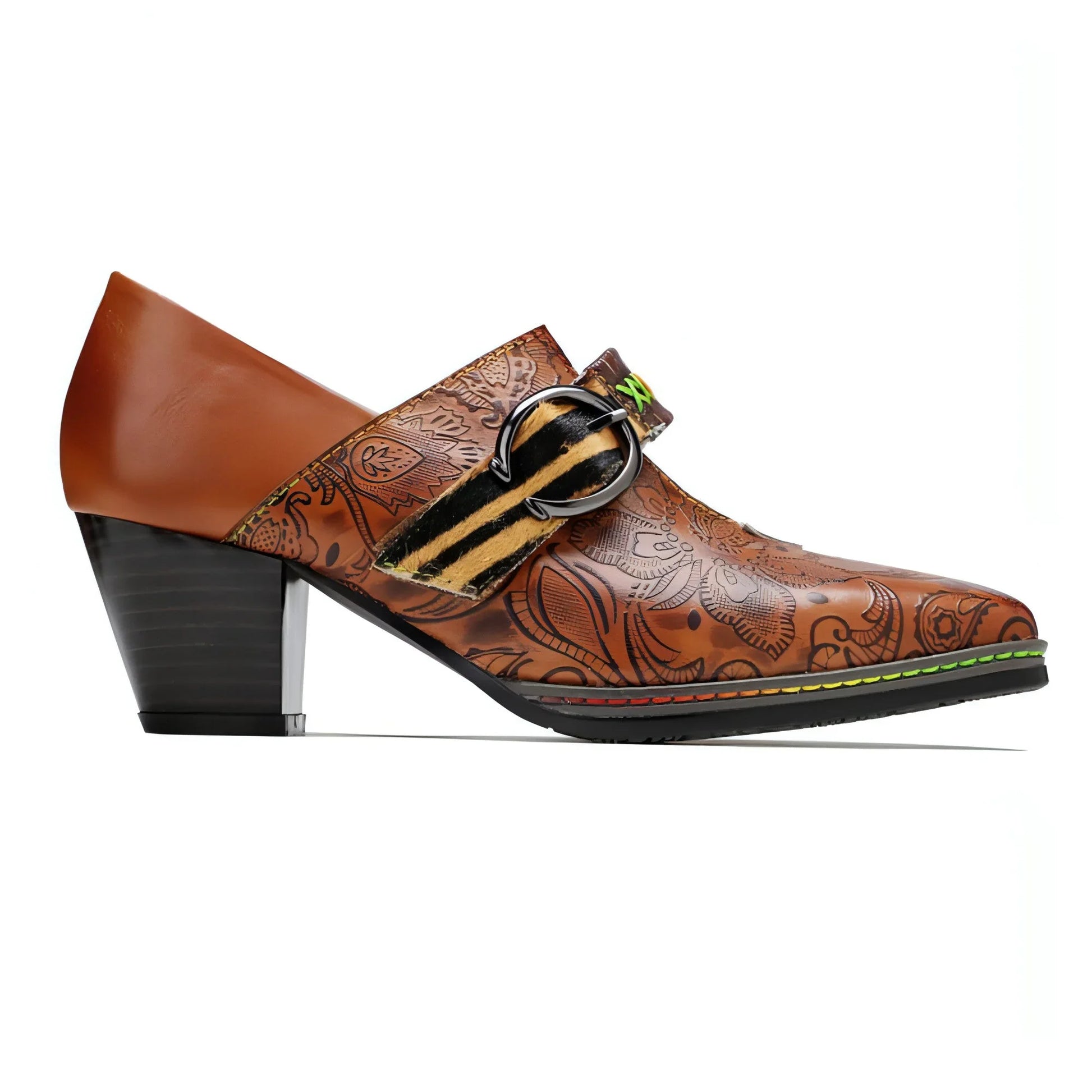Women's thick heel leather shoes - Which Mark