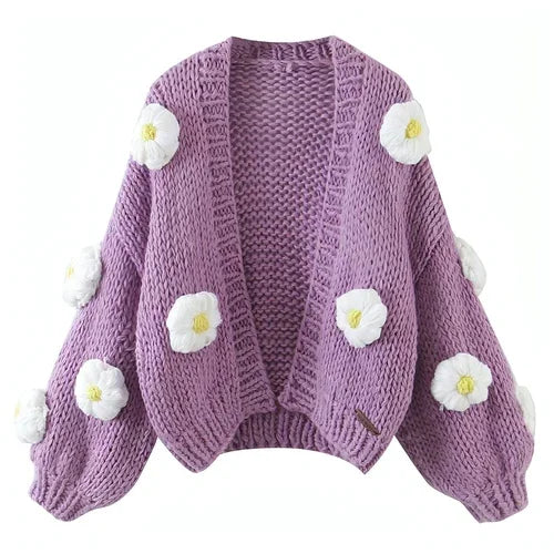 Handmade Crochet Cardigan Sweater Women Fruit Jacquard Embroidery - Which Mark