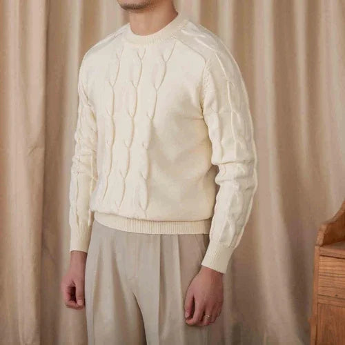 Round-neck Long-sleeved Pullover Jacquard Slim-fit Stretch Sweater - Which Mark