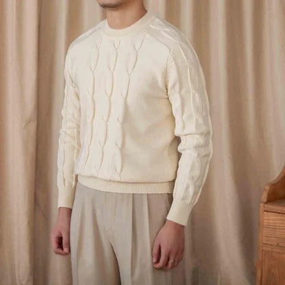 Round-neck Long-sleeved Pullover Jacquard Slim-fit Stretch Sweater - Which Mark