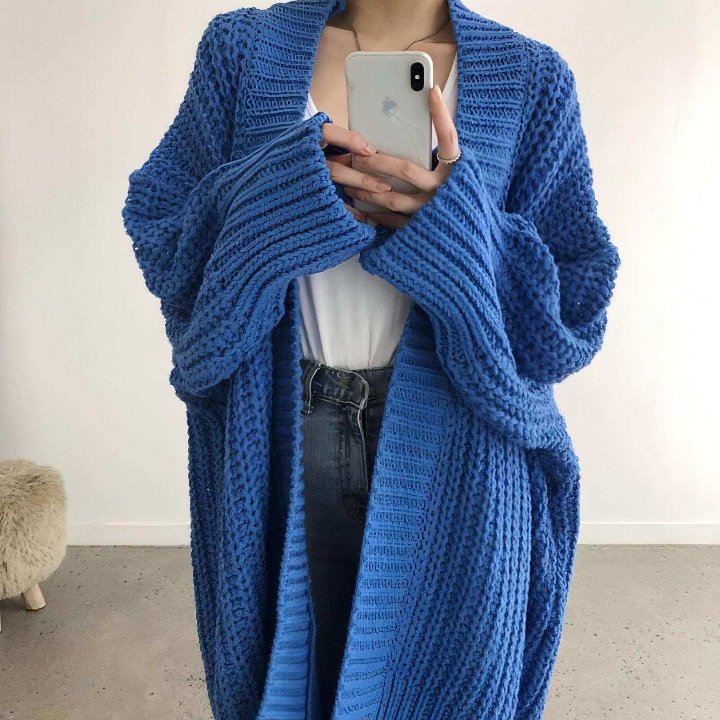 Retro Lazy Coat Loose Mid-length Sweater Jacket Women - Which Mark