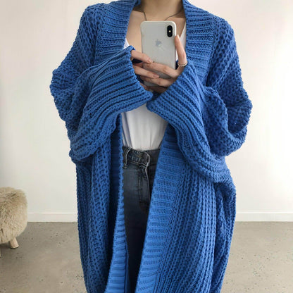 Retro Lazy Coat Loose Mid-length Sweater Jacket Women - Which Mark