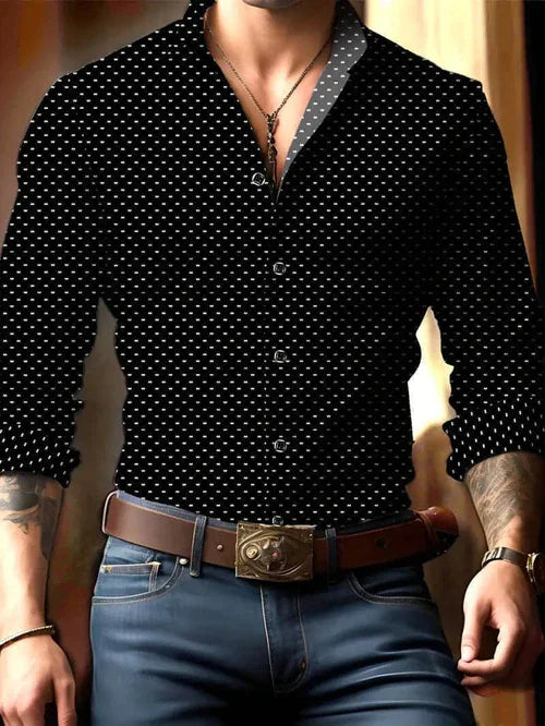 Breathable Volkswagen Casual Versatile Lattice Men's Long Sleeve Shirt - Which Mark