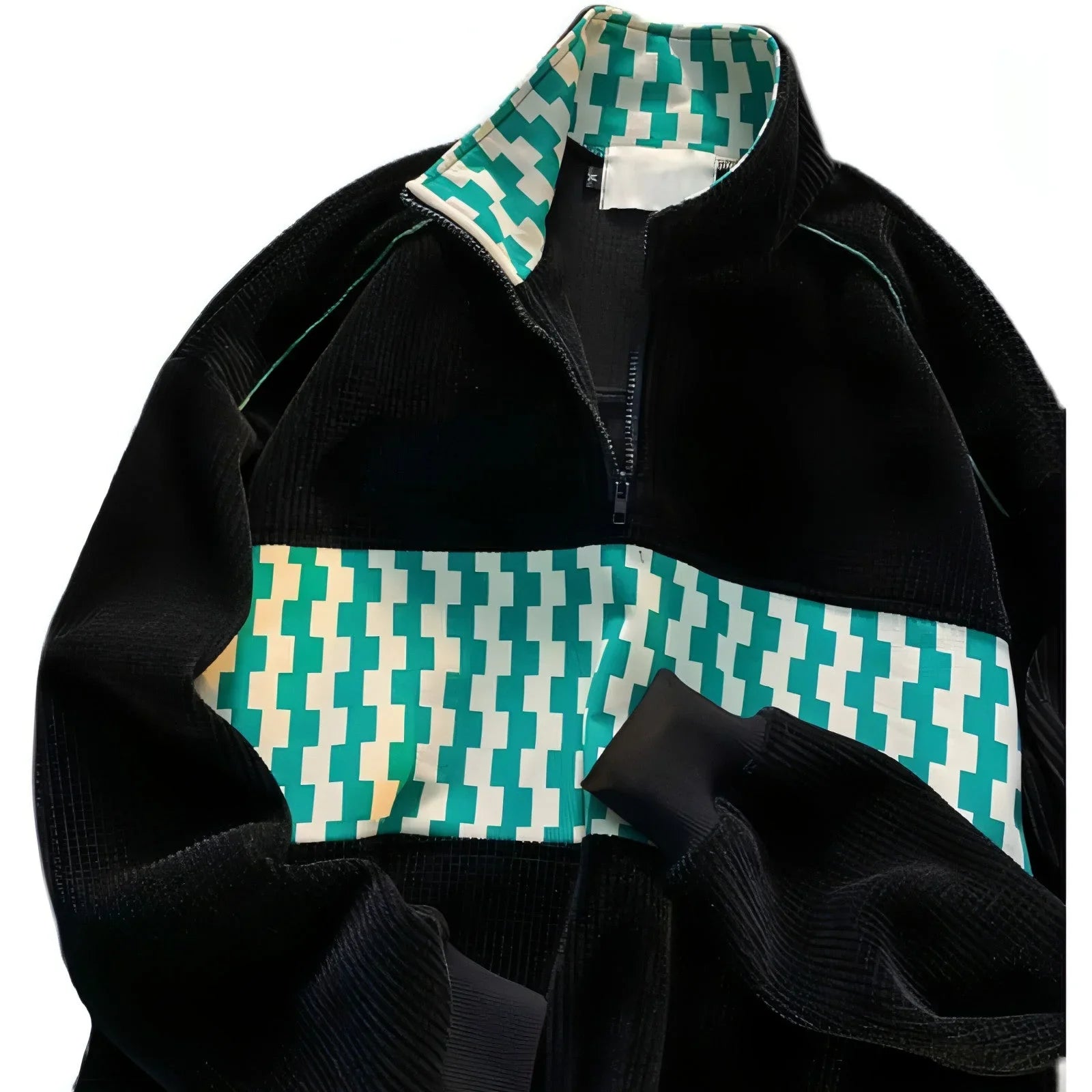 Stitching Waffle Stand Collar Sweater Men - Which Mark
