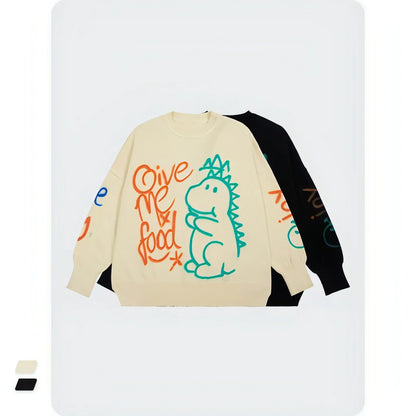 Graffiti Printed Loose Warm Sweater Women - Which Mark