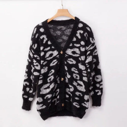 UrbanFur™ – Long Sleeve Leopard Knit Cardigan - Which Mark