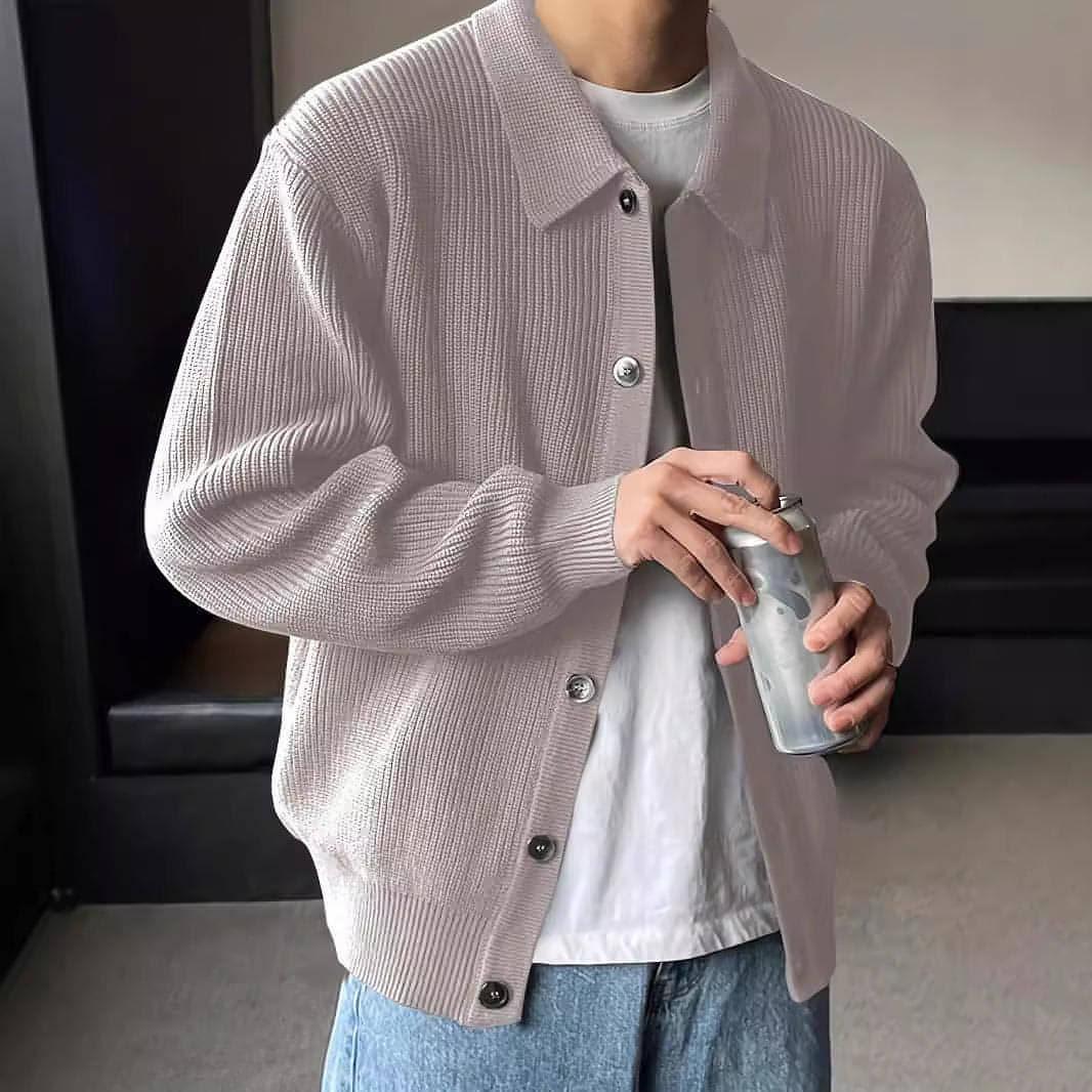 Fashion Solid Color Simple Men's Knitwear Cardigan Sweater Coat - Which Mark