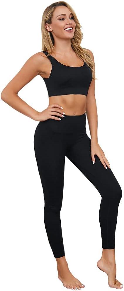 Exercise Outfits for Women 2 Pieces Ribbed Seamless Yoga Outfits Sports Bra and Leggings Set Tracksuits 2 Piece - Which Mark