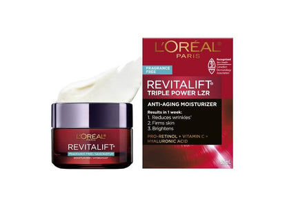 L'Oréal Paris Day Cream, Reduces Look of Wrinkles & Firms Skin, with Pro-Retinol, Vitamin C & Hyaluronic Acid, Revitalift Triple Power LZR, 50ml - Which Mark