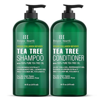 Botanic Hearth Tea Tree Shampoo and Conditioner Set - Nourishing Hair Care with Tea Tree Oil, Peppermint, and Lavender 16Fl oz each - Which Mark