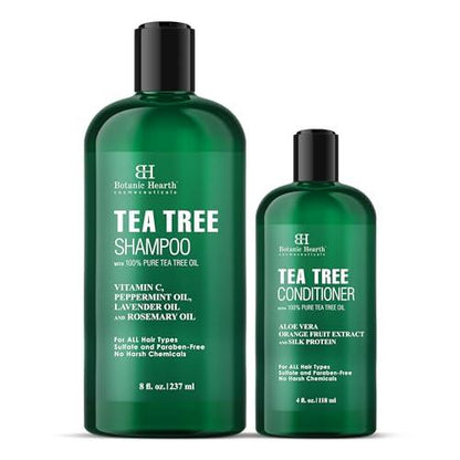 Botanic Hearth Tea Tree Shampoo and Conditioner Set - Nourishing Hair Care with Tea Tree Oil, Peppermint, and Lavender 16Fl oz each - Which Mark