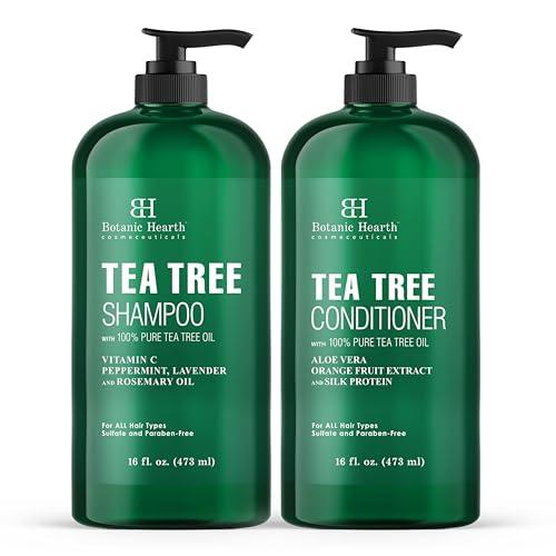 Botanic Hearth Tea Tree Shampoo and Conditioner Set - Nourishing Hair Care with Tea Tree Oil, Peppermint, and Lavender 16Fl oz each - Which Mark