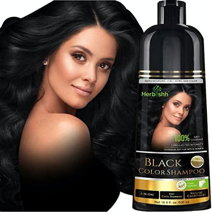 Herbishh Color Shampoo for Gray Hair – Colors in Minutes – Lasts Up To 2-3 Weeks – 500 mL - Hair Dye Shampoo Conditioner 3-In-1 Color – | Herbishh (Dark Brown) - Which Mark