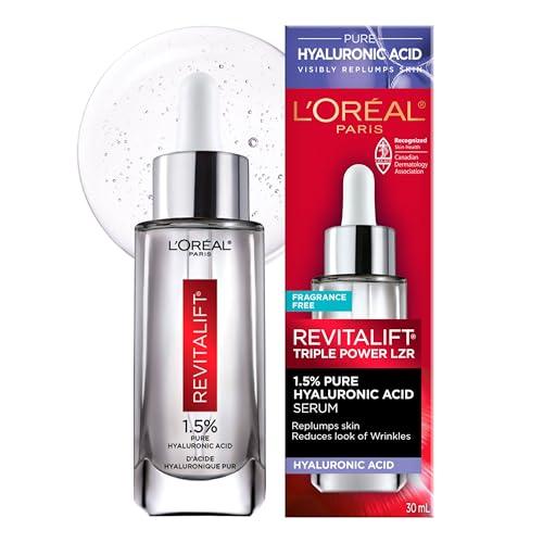L’Oréal Paris 1.5% Pure Hyaluronic Acid Face Serum, Hydrates and Plumps Skin, Reduces the Look of Wrinkles, Revitalift, For All Skin Tones & Types, Fragrance Free, Non Comedogenic, 30ml - Which Mark