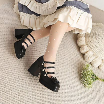 Cute Round Toe Single Shoe Bow Student Shoes - Which Mark