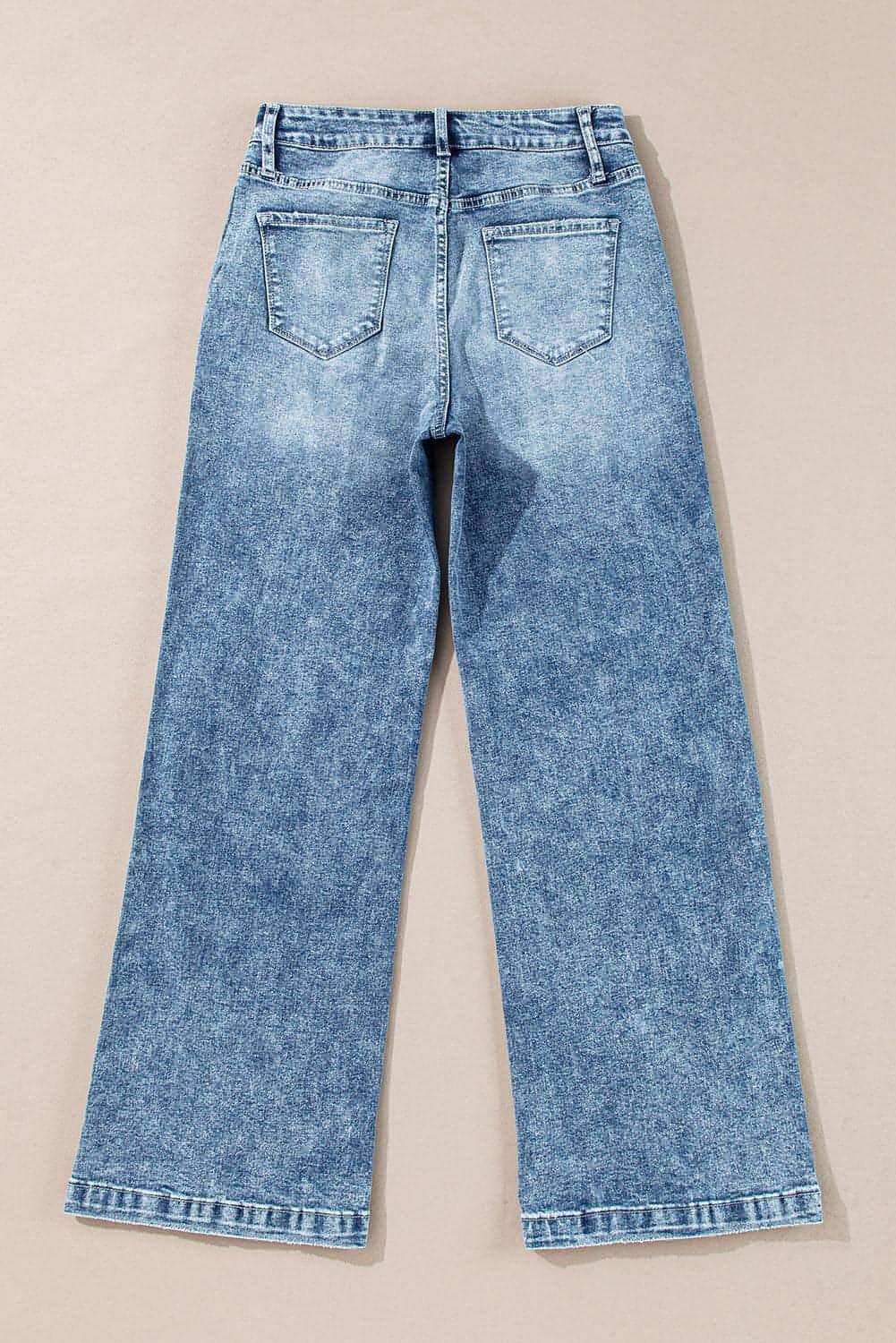 Dusk Blue Central Seamed Wide Leg High Waist Jeans - Which Mark
