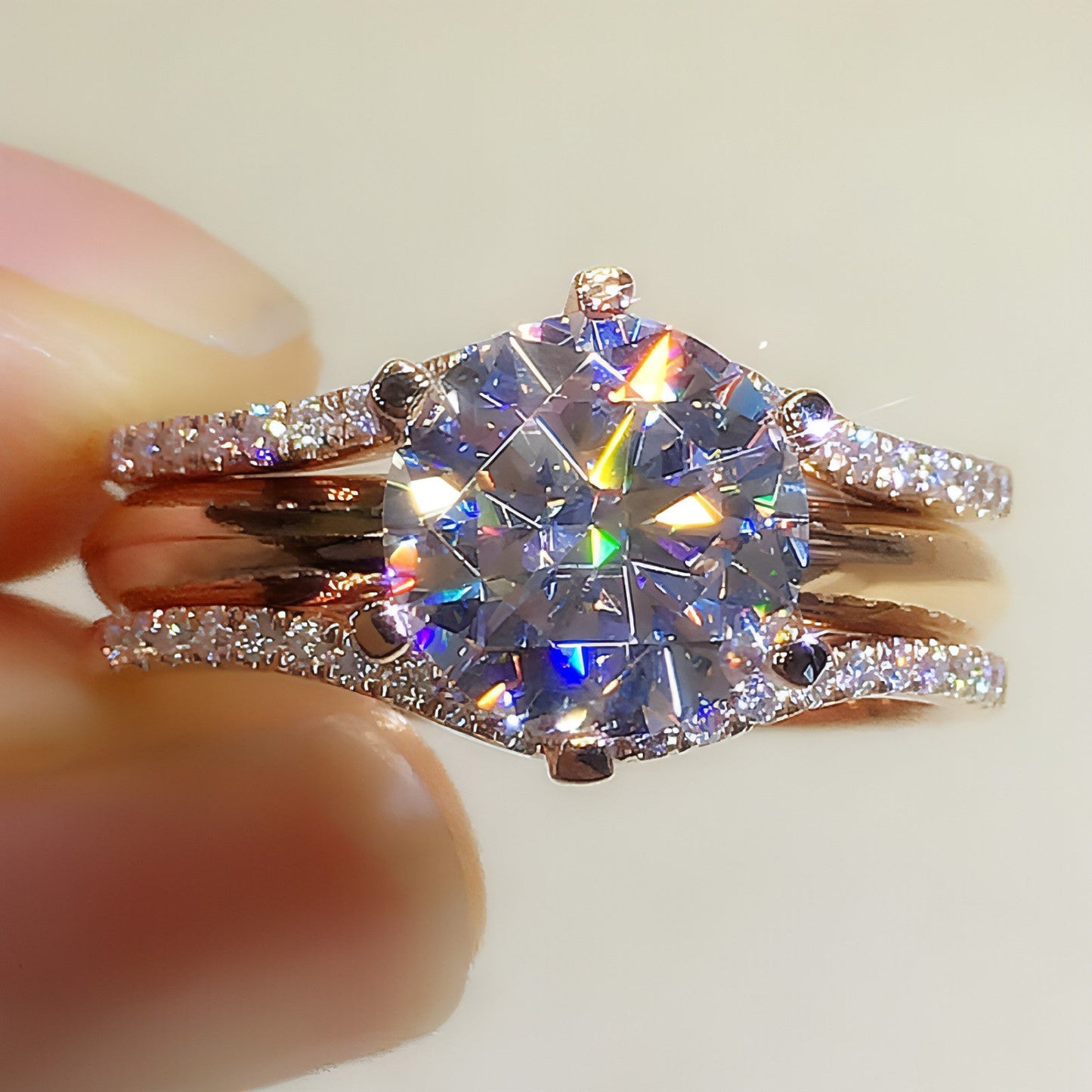 Versatile Elegance: 18K Gold Moissanite Ring Duo - Which Mark