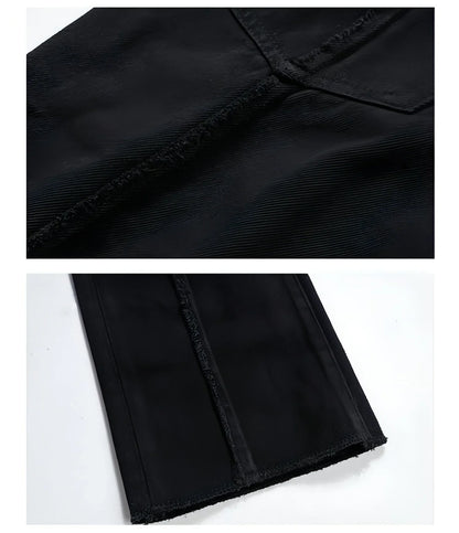 UrbanEase™ High Street Dark Solid Black Vintage Jeans Men - Which Mark