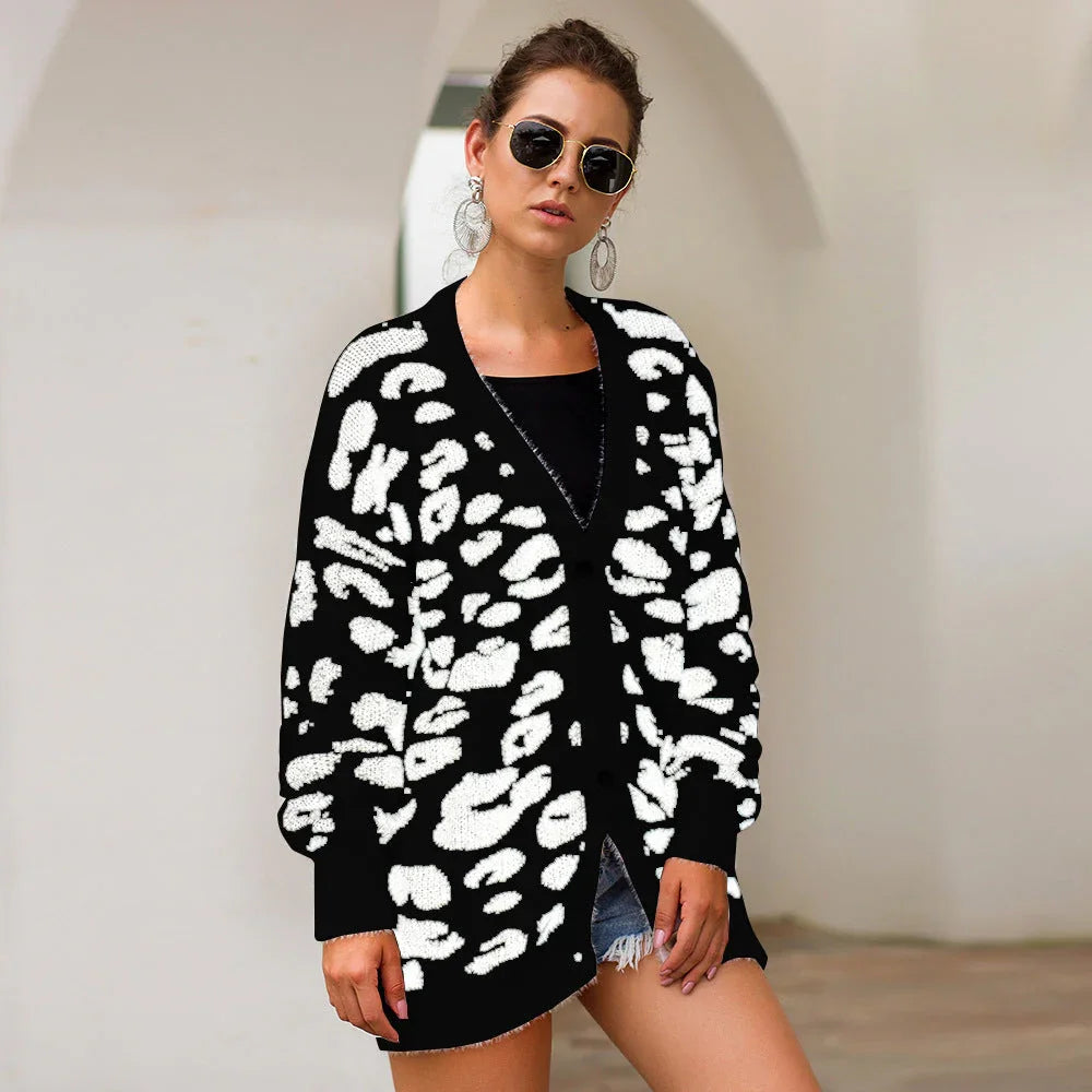 UrbanFur™ – Long Sleeve Leopard Knit Cardigan - Which Mark