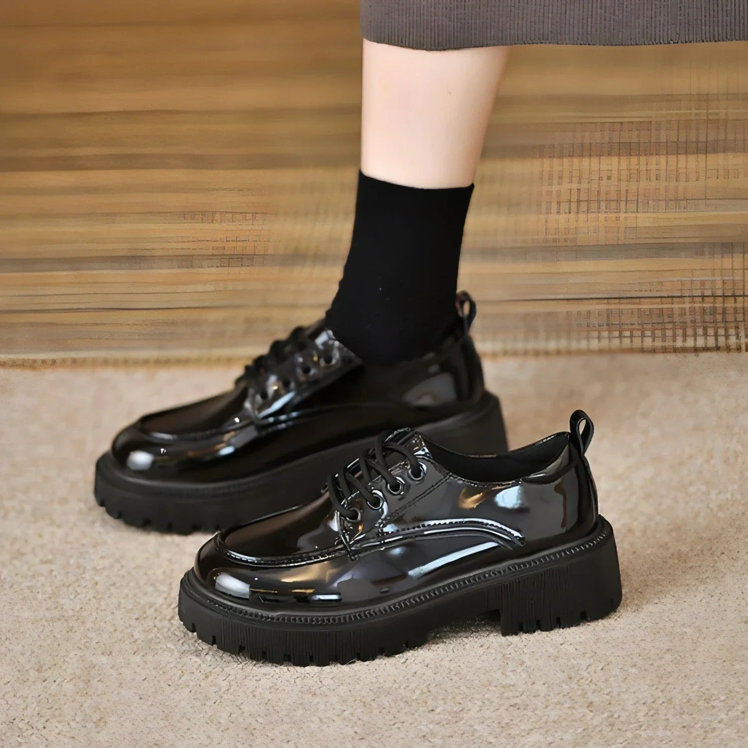 Platform Leather Shoes Women's British Style Slimming - Which Mark